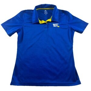 Best Buy Womens Shirt Top Size Medium‎ Blue Embroidered Employee Uniform Polo